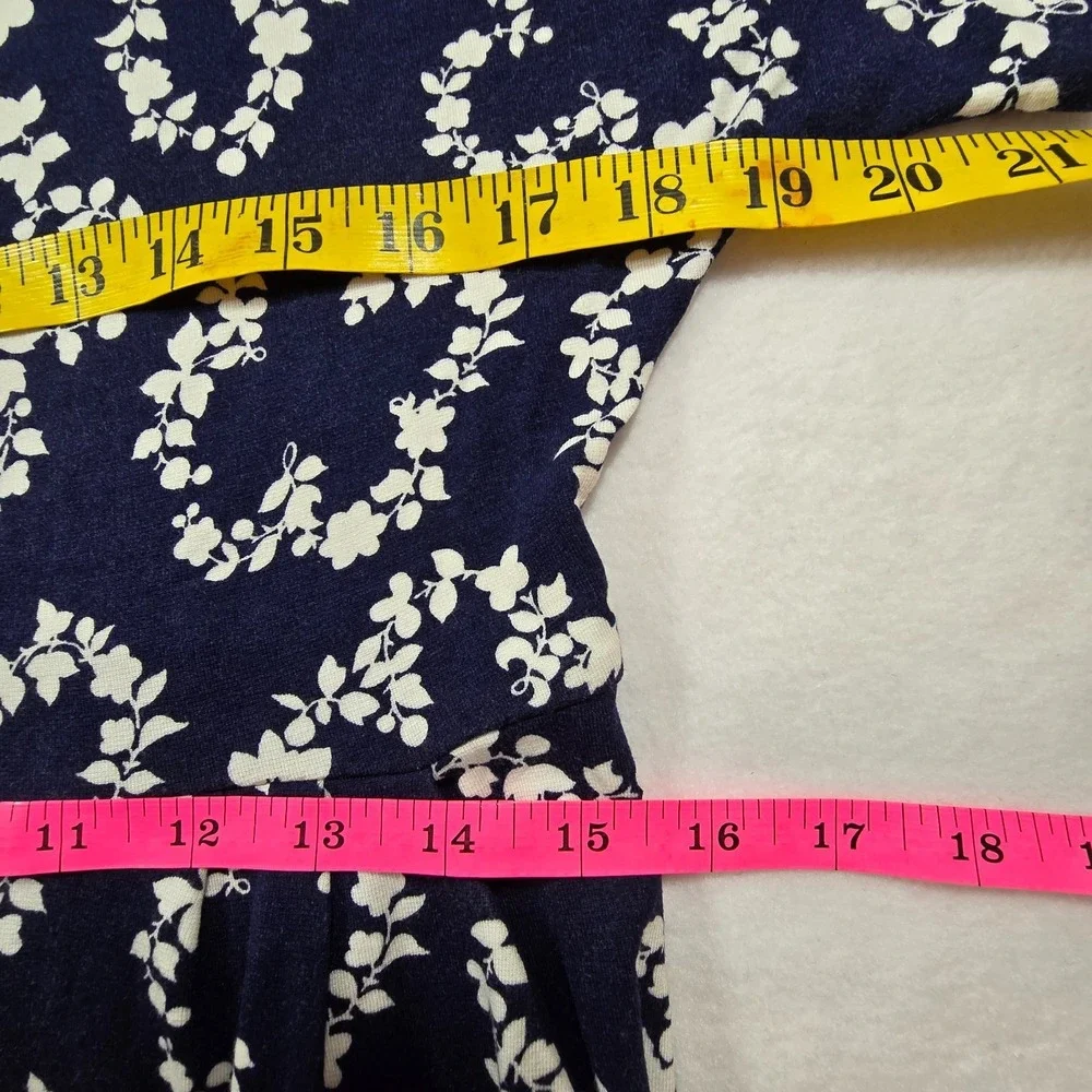 Boden Soft Jersey Navy Midi Dress Sz 10R Boho Comfort Celestial Coastal Tropical